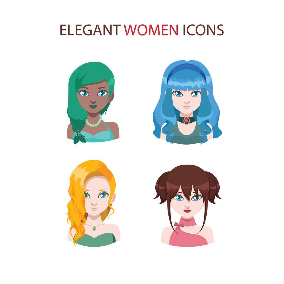 Set of four stylish women icons vector