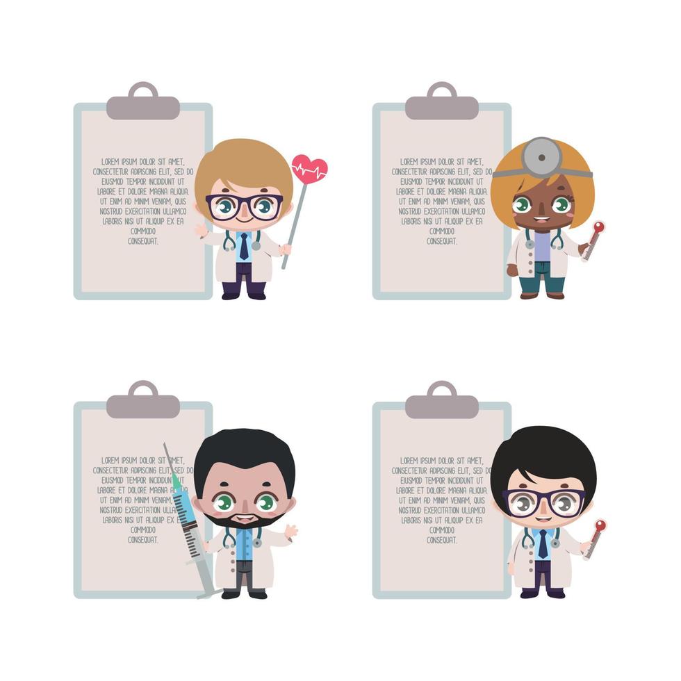 Divers doctors with clipboard for custom text vector