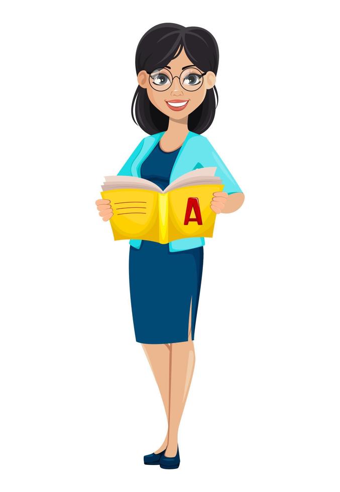 Back to school. Teacher woman cartoon character vector