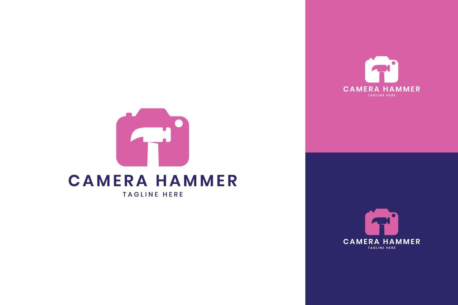 camera hammer negative space logo design vector