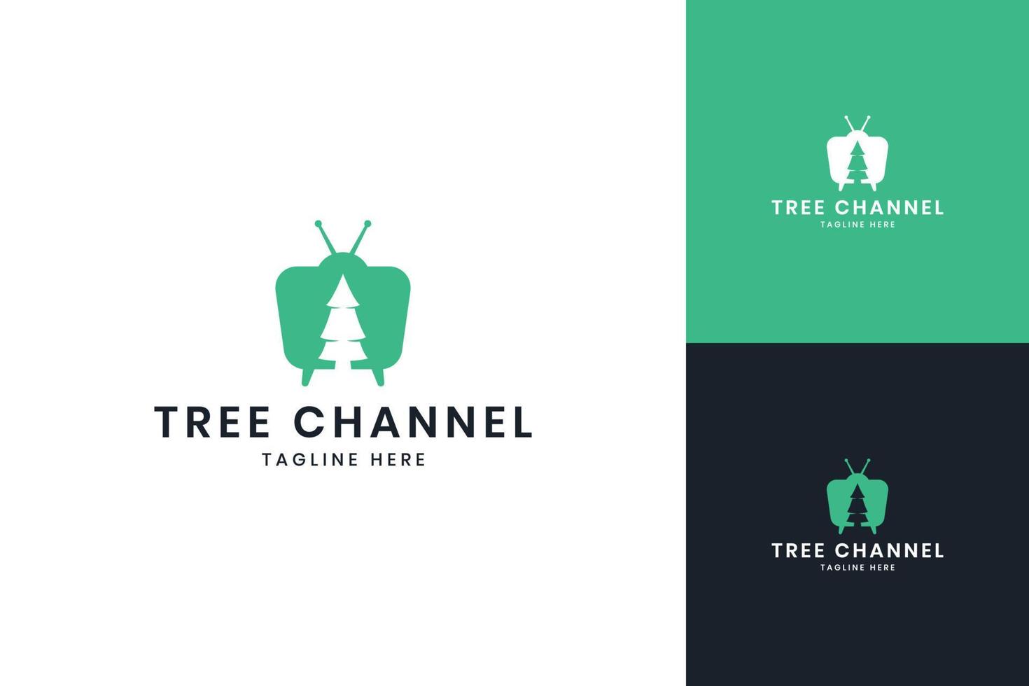 tree television negative space logo design vector