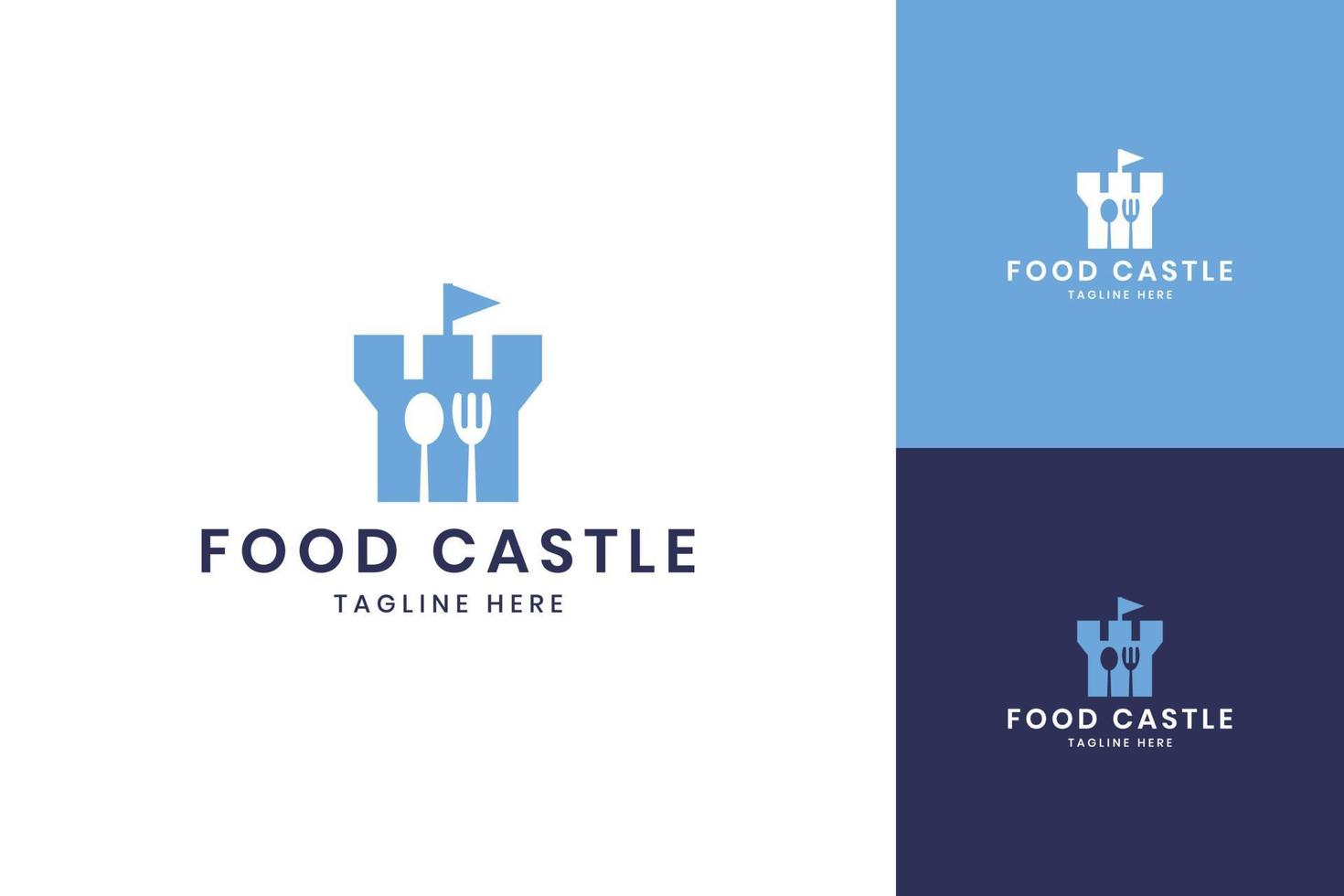 diseño de logotipo de espacio negativo de castillo de comida vector