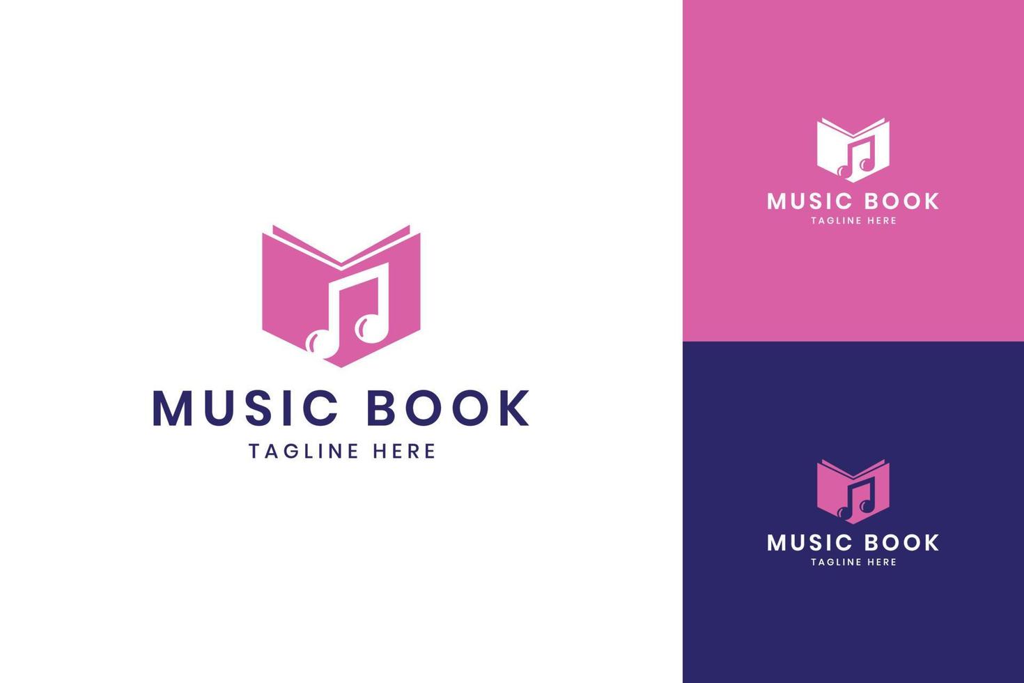 music book negative space logo design vector