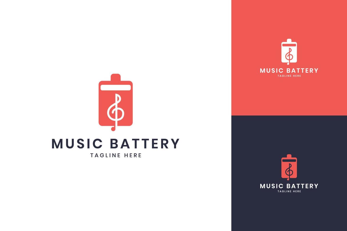 music battery negative space logo design vector