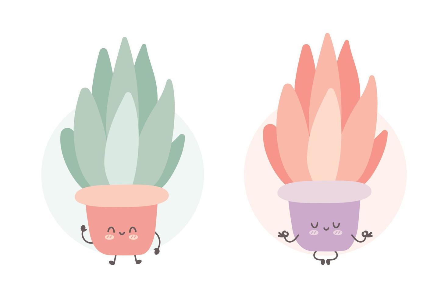 soft cute plant character illustration vector