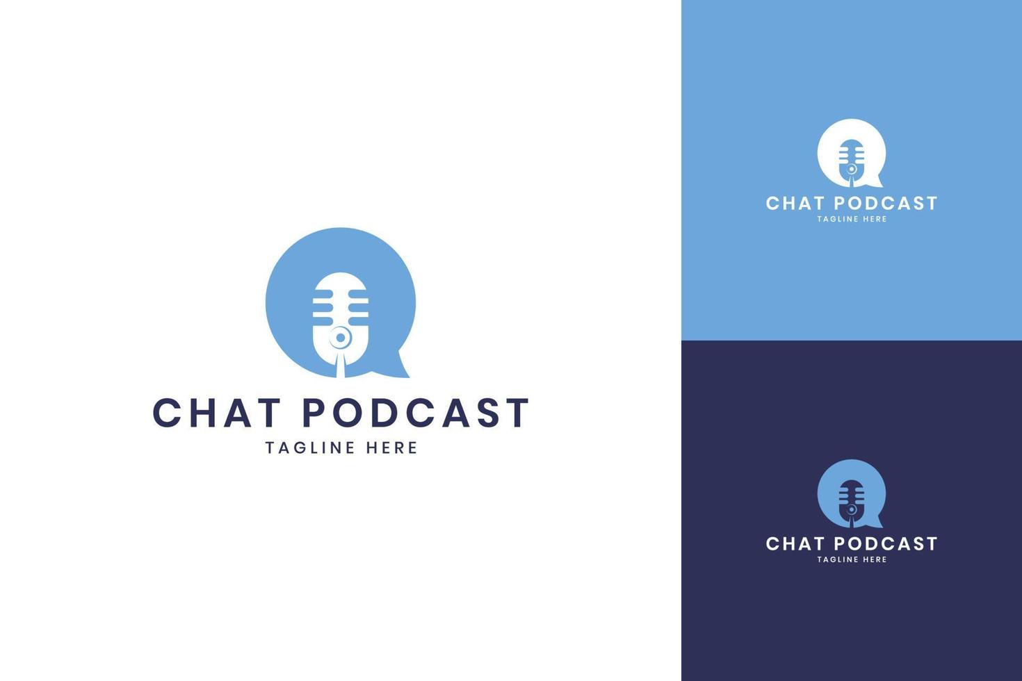 chat podcast negative space logo design vector