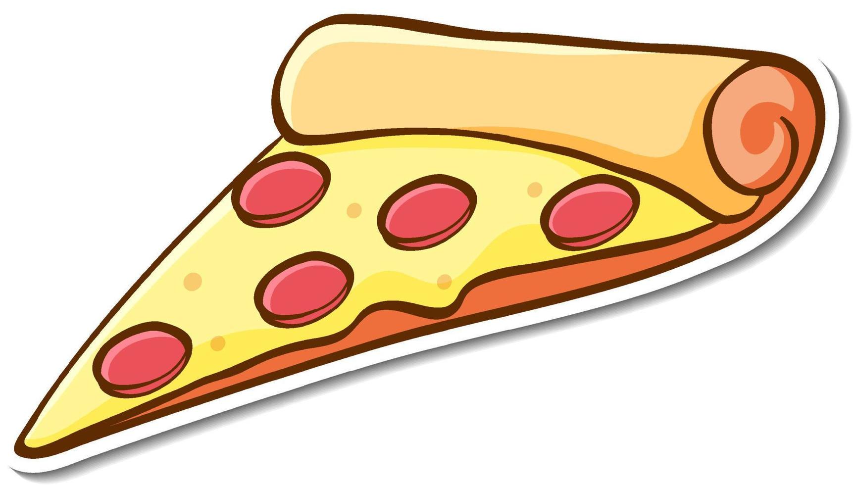 Fast food sticker design with a piece of pizza isolated vector