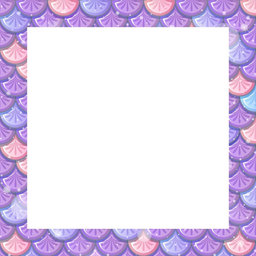 Blank pastel purple fish scales frame template vector