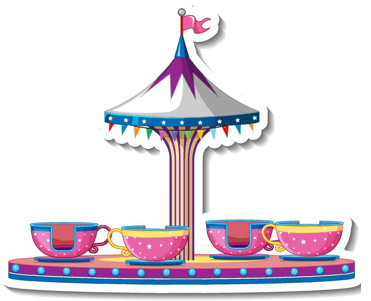 Sticker template with Carousel rides at fun fair isolated vector