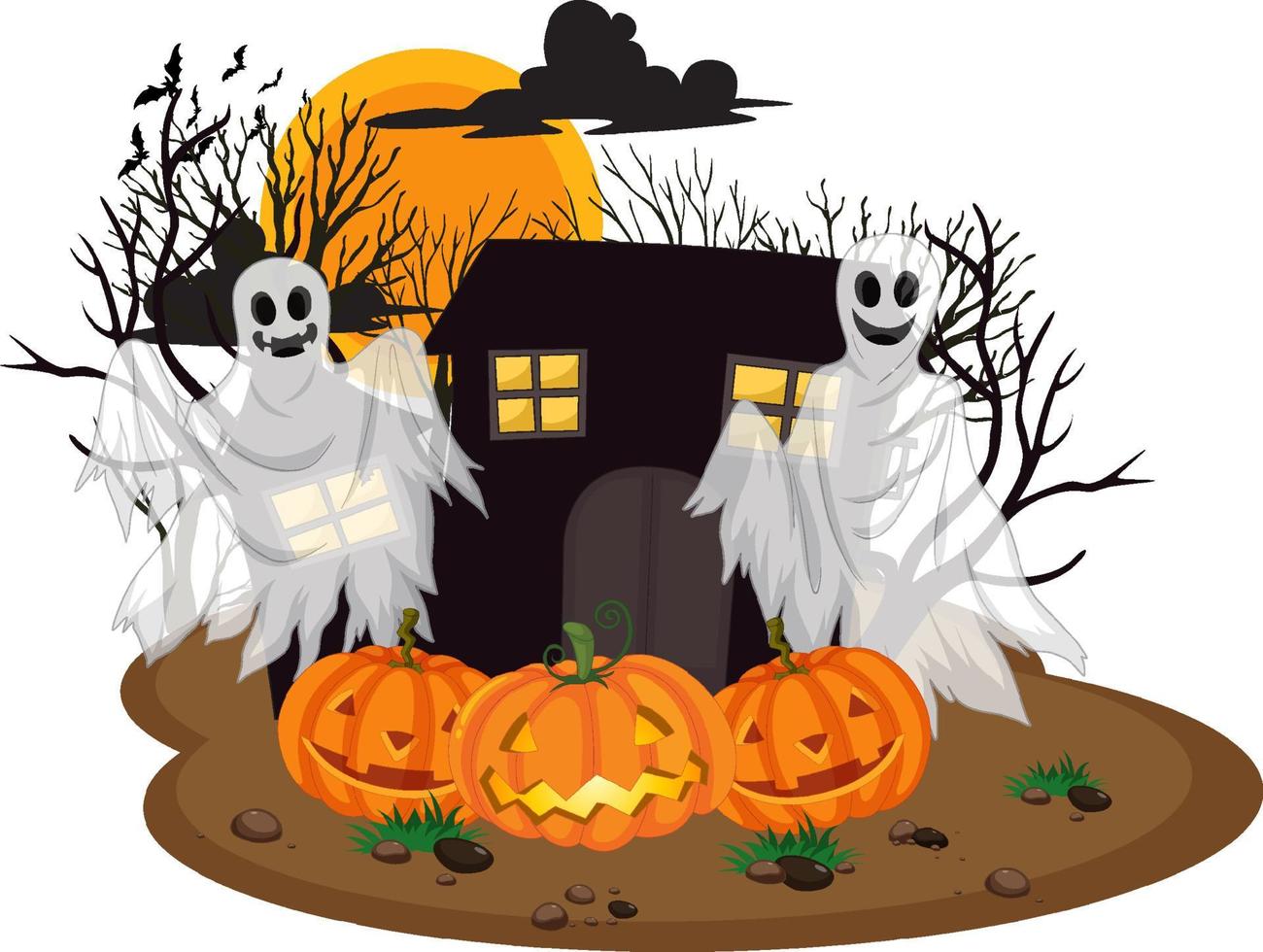 Ghost with Jack-o'-lantern for Halloween vector