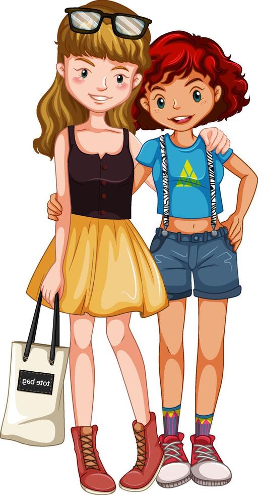 Teenage girls in casual costume vector