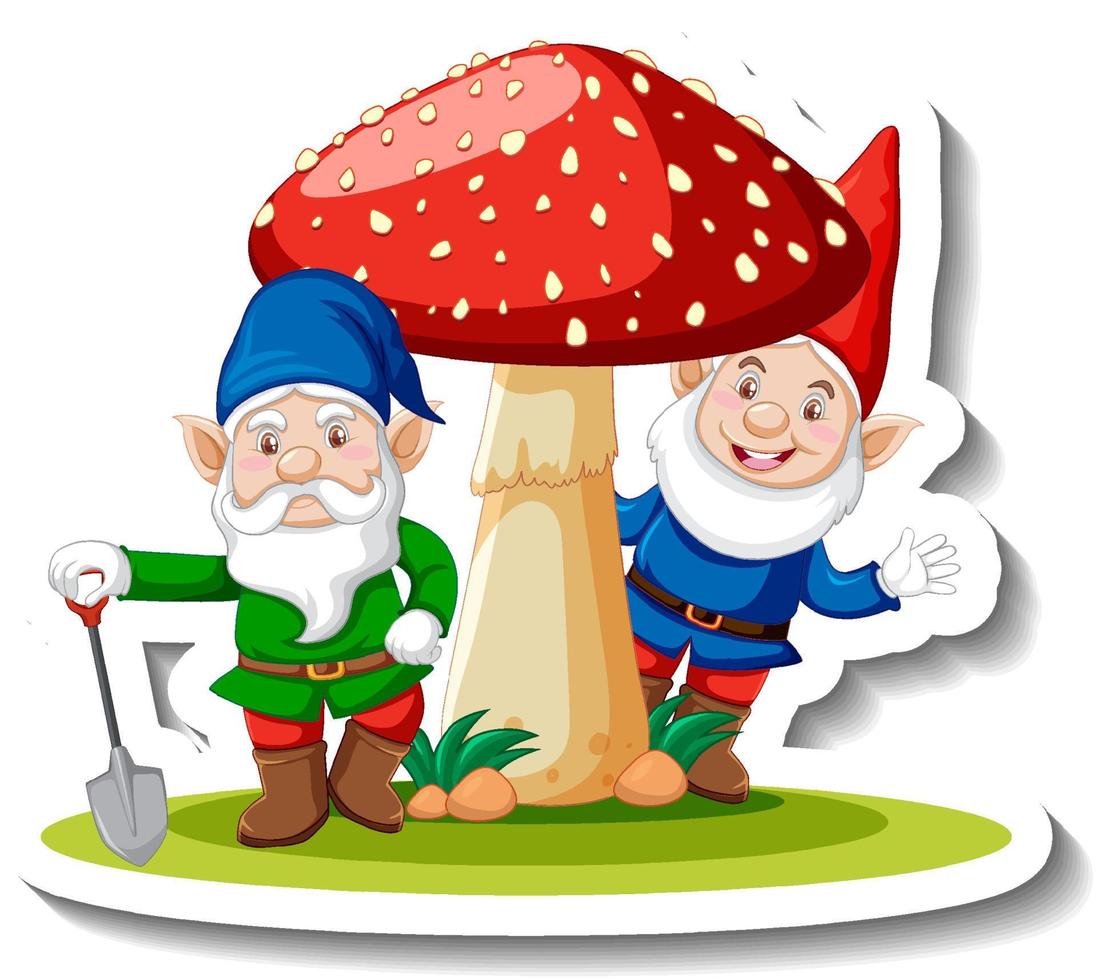 A sticker template with gnome cartoon character vector