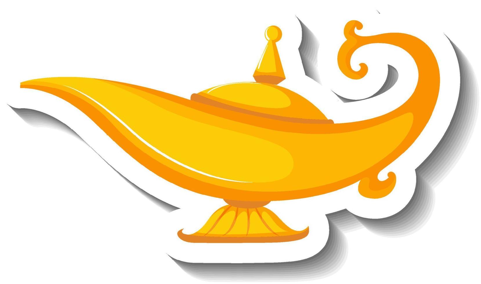 Genie Magic Lamp Cartoon Sticker vector