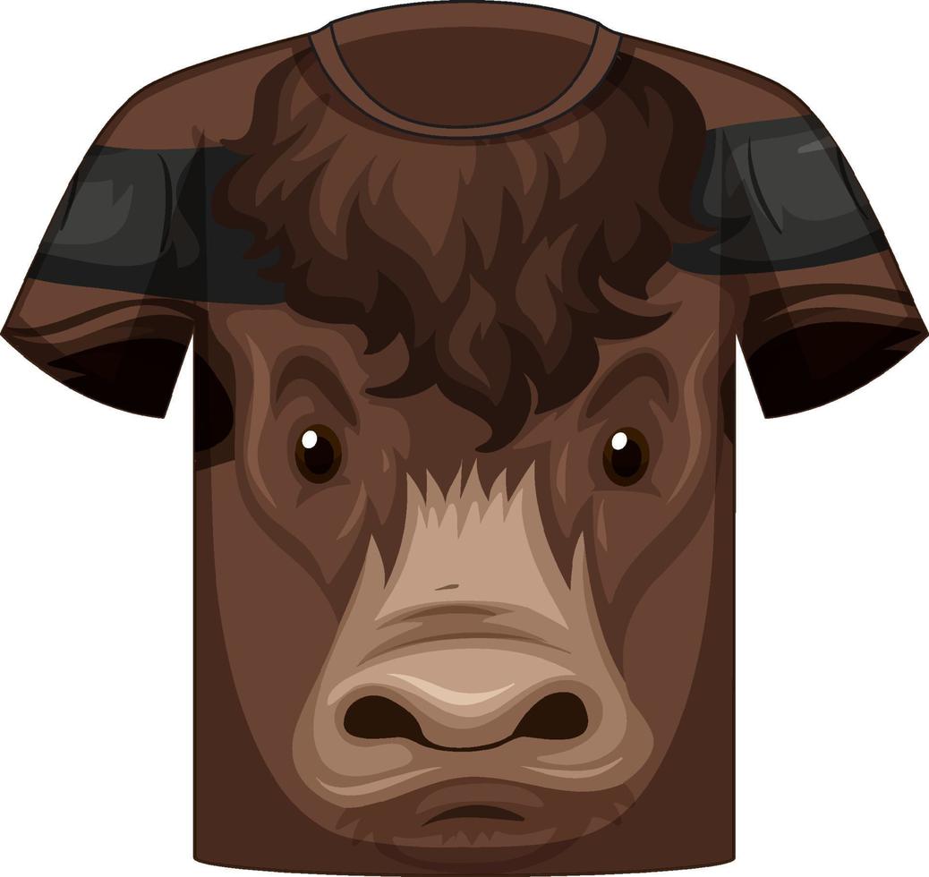 Front of t-shirt with face of ox pattern vector