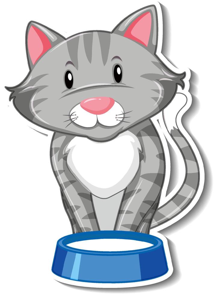A sticker template of cat cartoon character vector