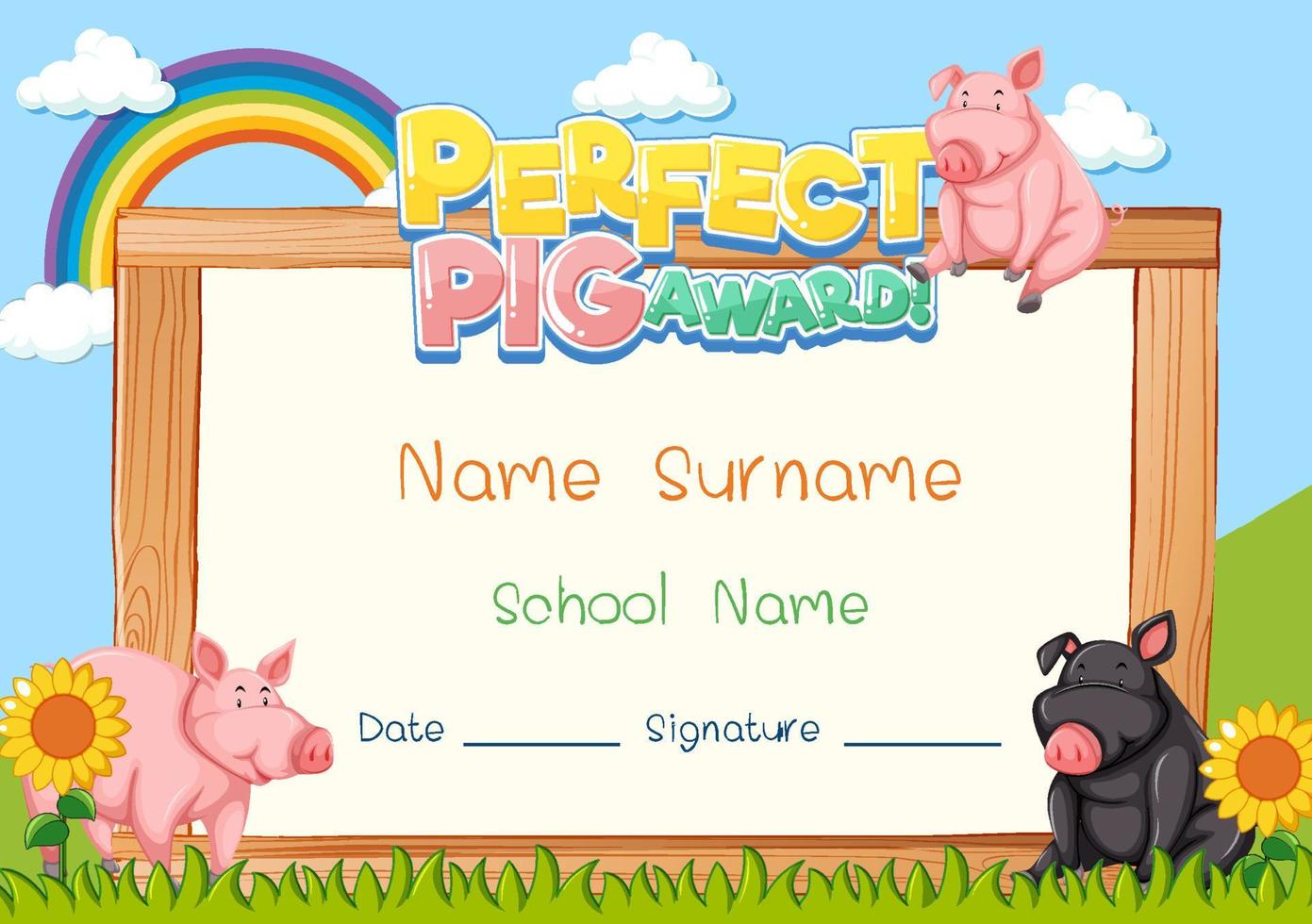 Diploma or certificate template for school kids vector