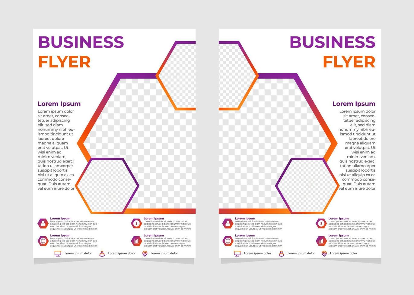 simple modern business flyer template with hexagonal shapes. vector