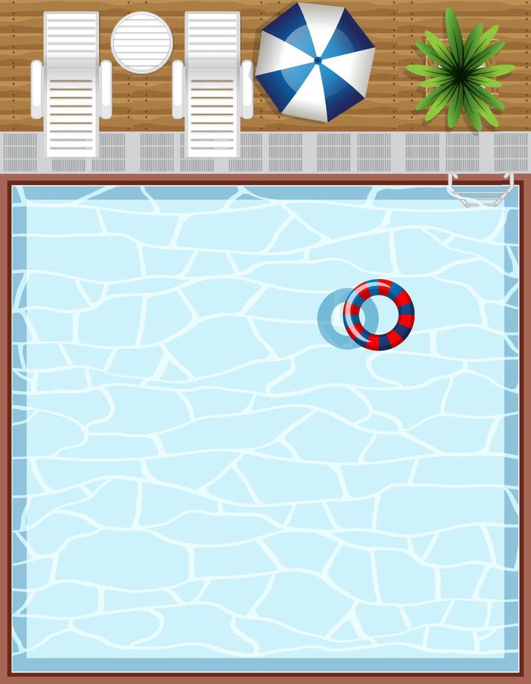 Top view of swimming pool with rubber rings vector