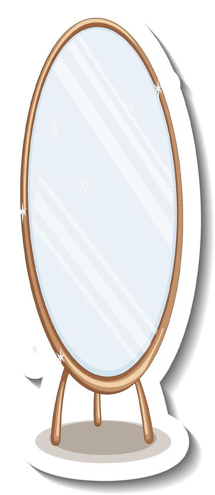 A sticker template of a standing mirror  isolated vector