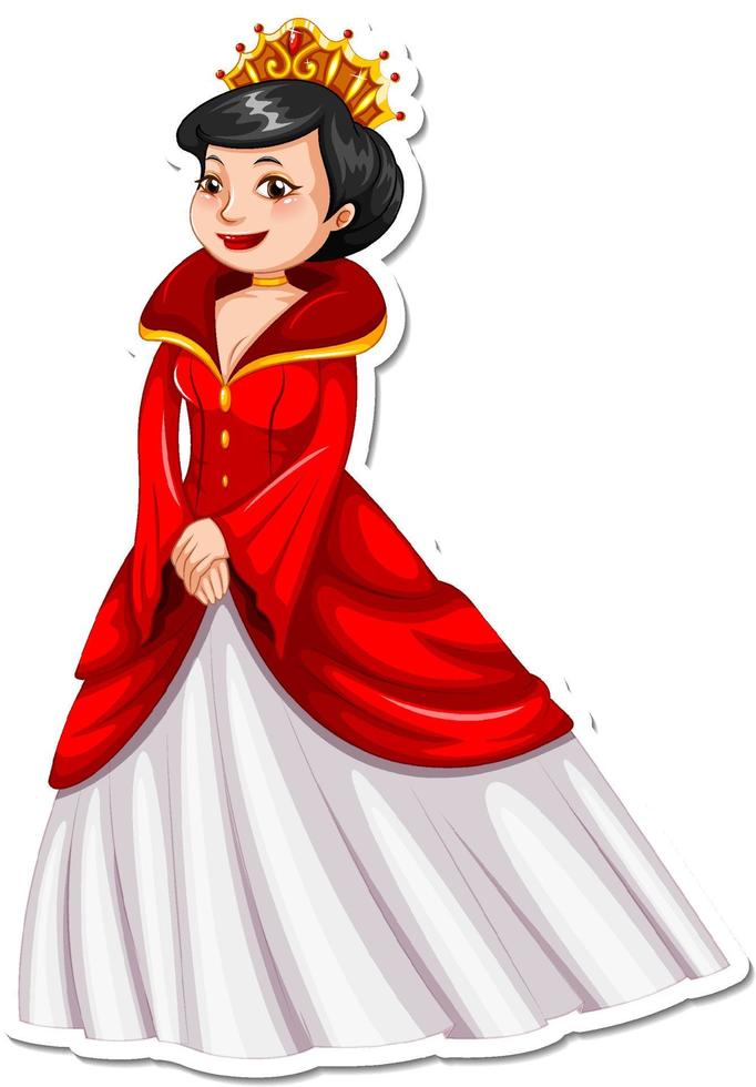 etiqueta engomada hermosa del personaje de dibujos animados de la princesa vector