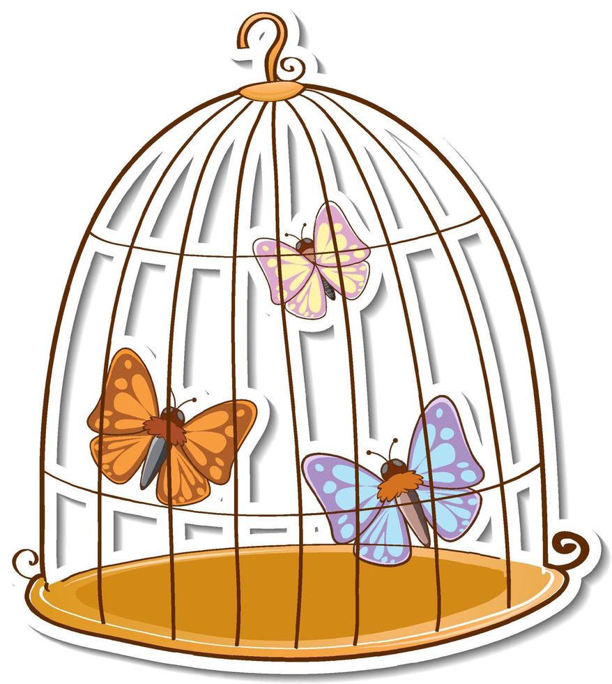 Many butterflies in a cage sticker vector