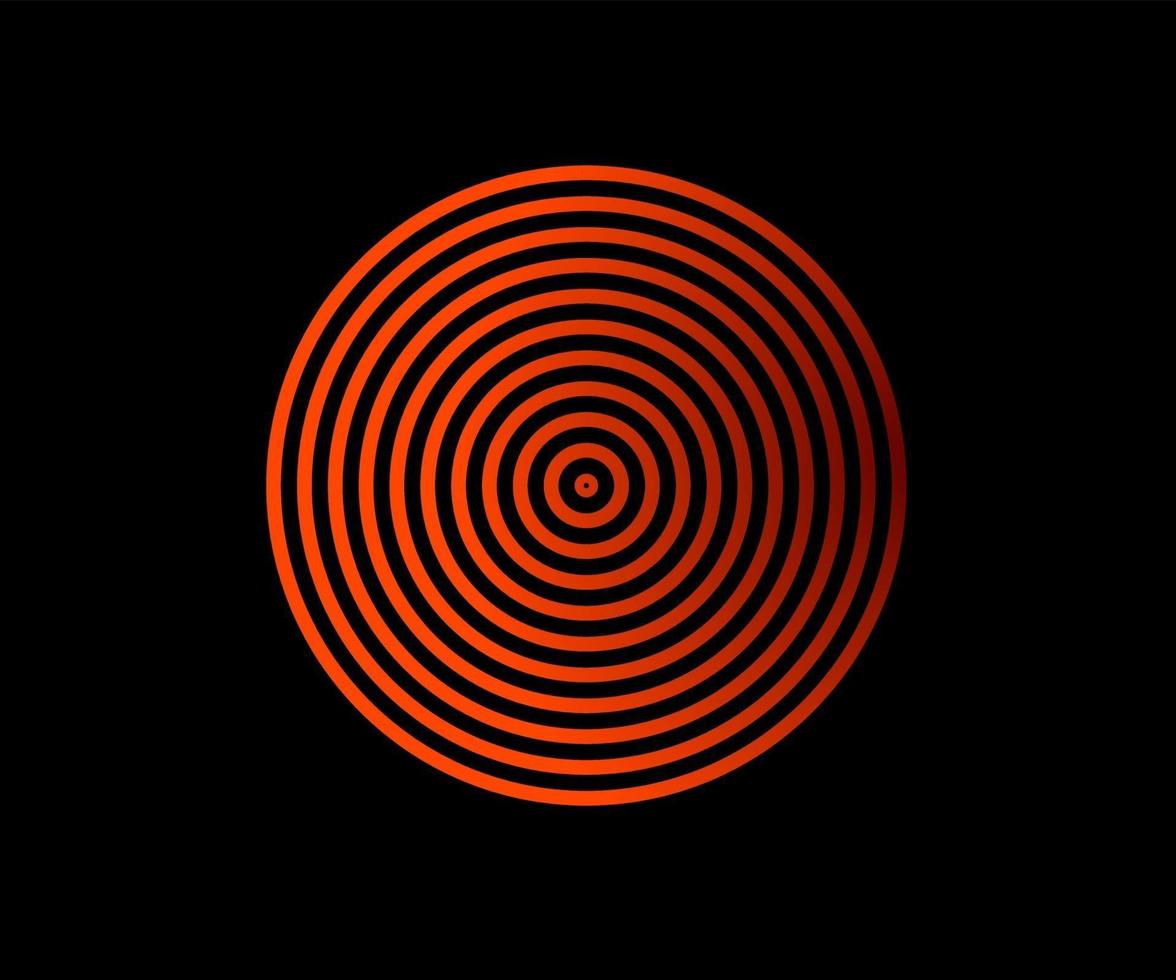 Concentric line circle elements. Lush lava and orange color. vector