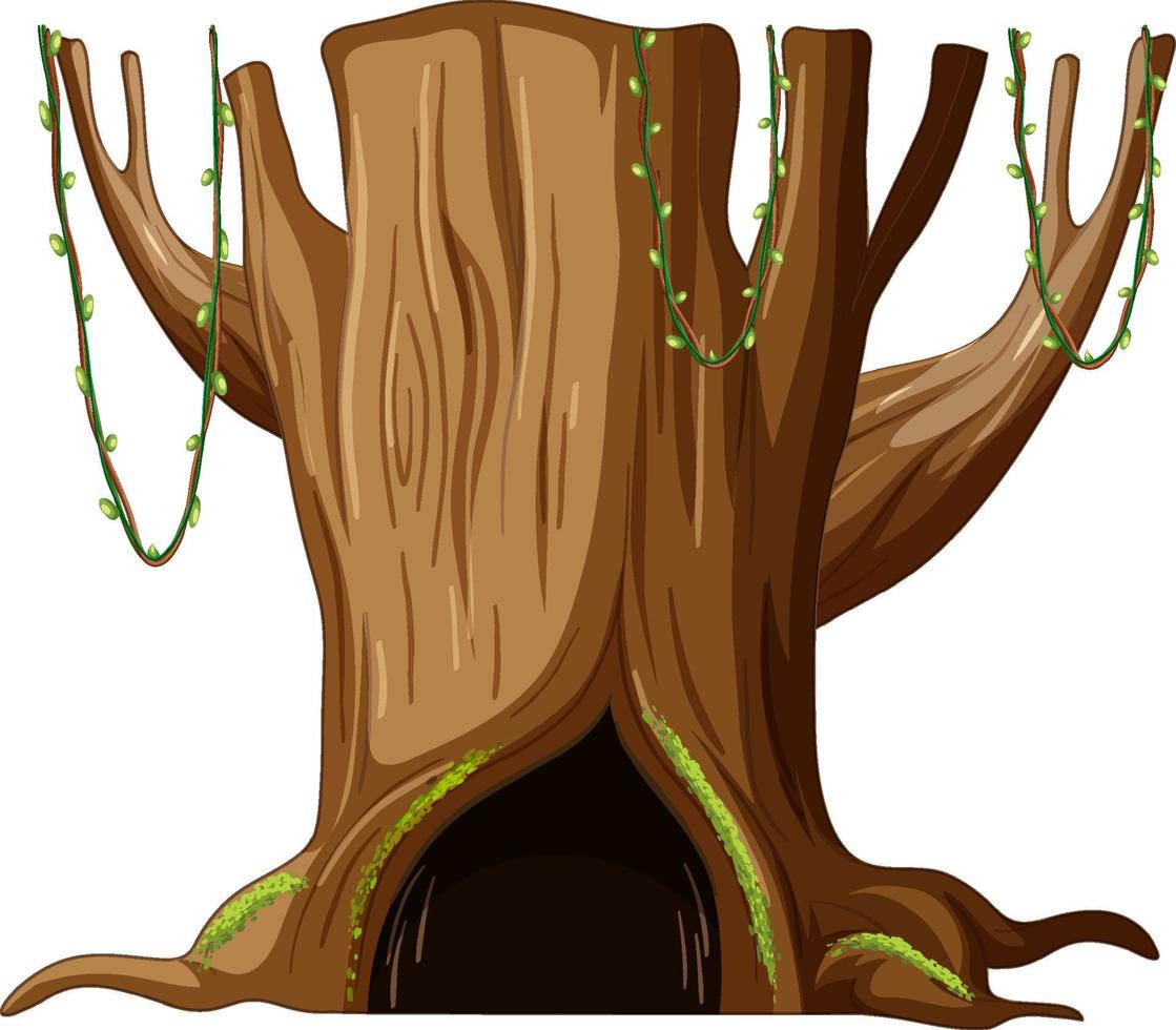 Tree trunk with big hollow vector