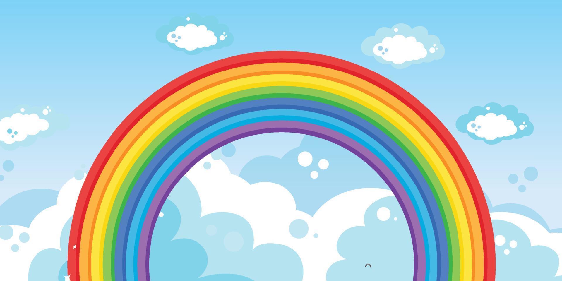 Rainbow in the sky background template vector