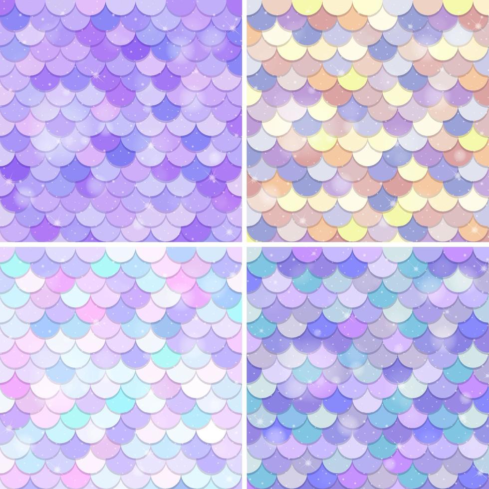 Set of fish scale seamless pattern background vector