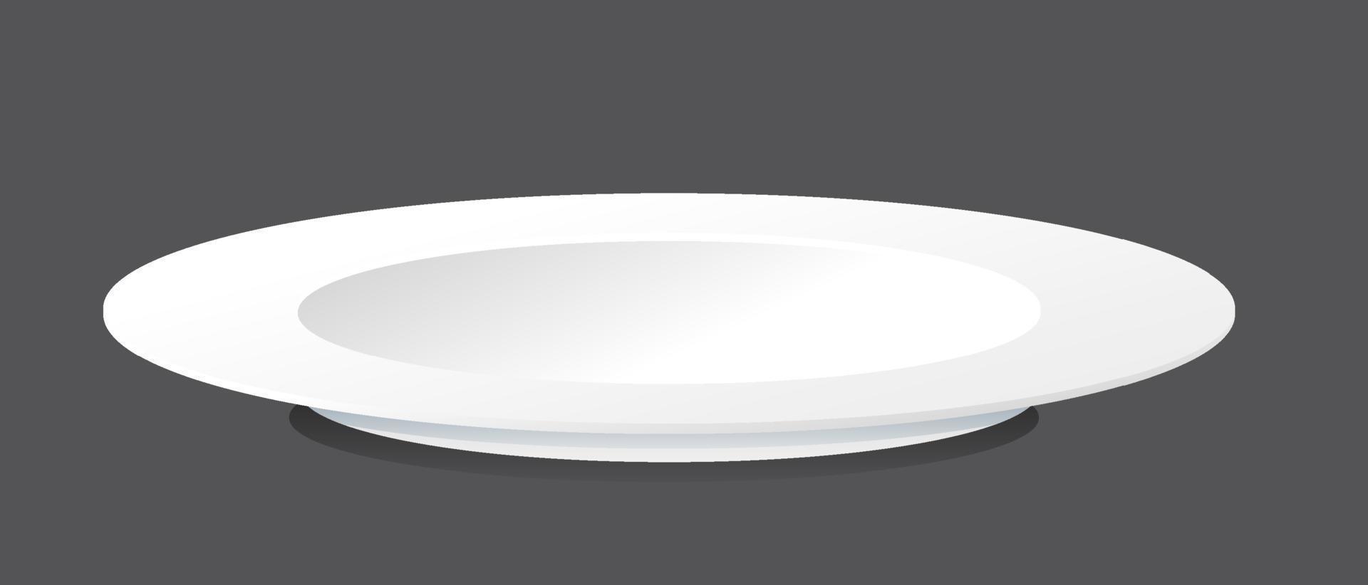 White plain plate on black background vector
