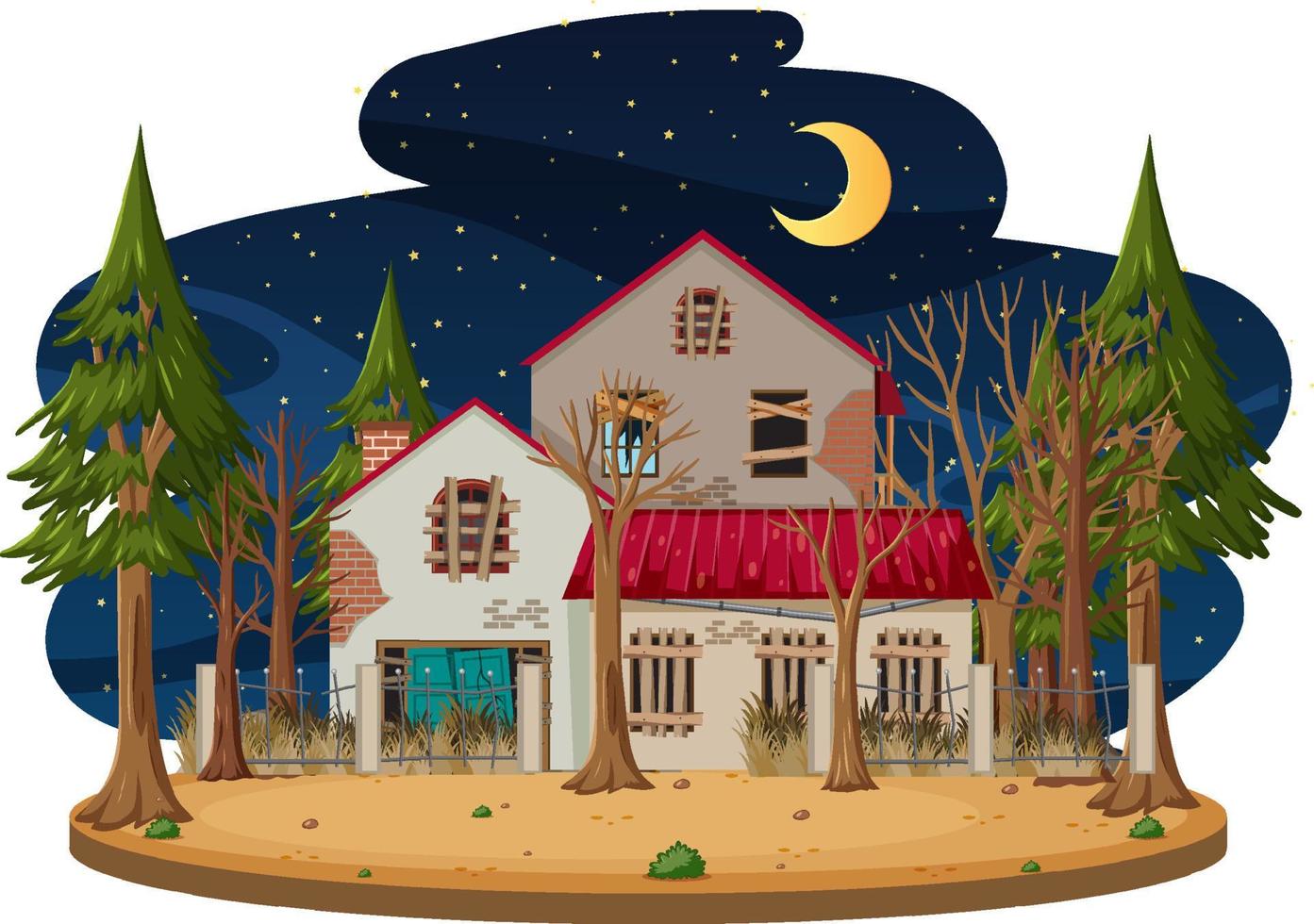 Isolated old broken house in the rural vector