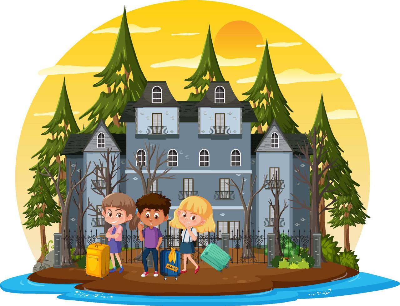 Haunted house at daytime scene vector
