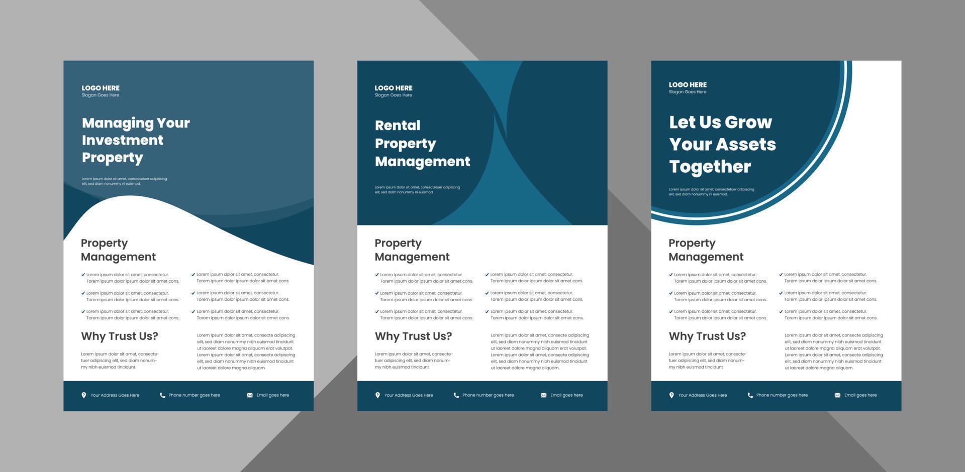 creative agency flyer design bundle. modern business poster leaflet design.  bundle, 3 in 1, a4 template, brochure design, cover, flyer, poster, print-ready vector