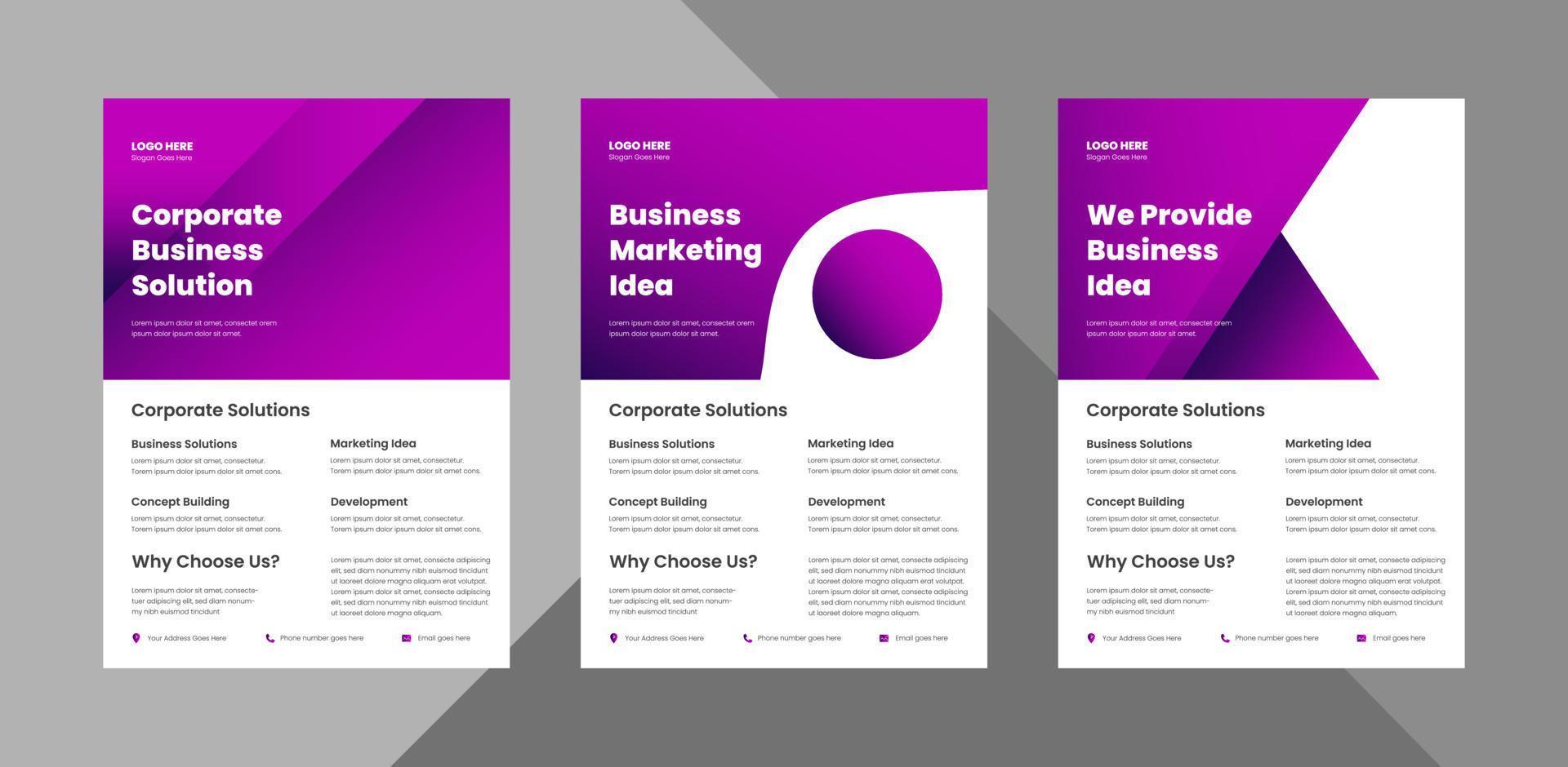 corporate flyer design bundle. poster presentation design vector layout. bundle, 3 in 1, a4 template, brochure design, cover, flyer, poster, print-ready