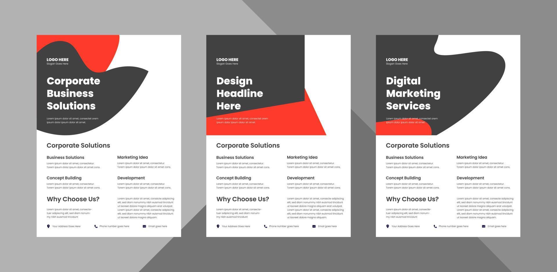 flyer design templates. business corporate flyer design ideas. poster leaflet brochure design ideas. bundle, a4 template, brochure design, cover, flyer, poster, print-ready vector