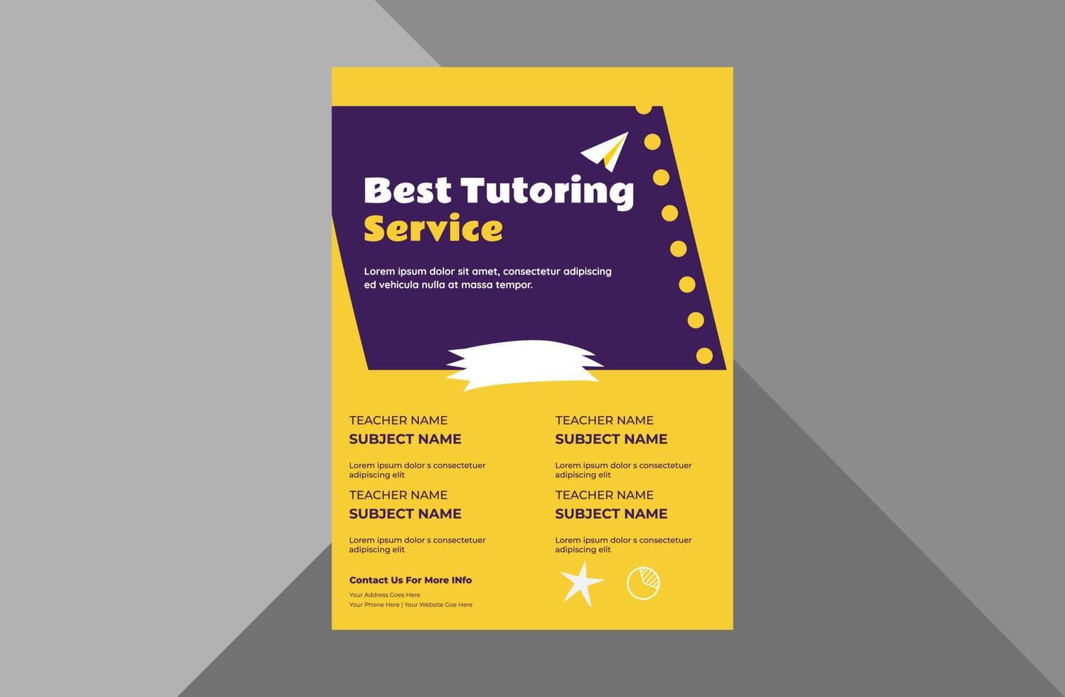 tutoring service promotion flyer design. online tutoring service poster leaflet template. a4 template, brochure design, cover, flyer, poster, print-ready vector