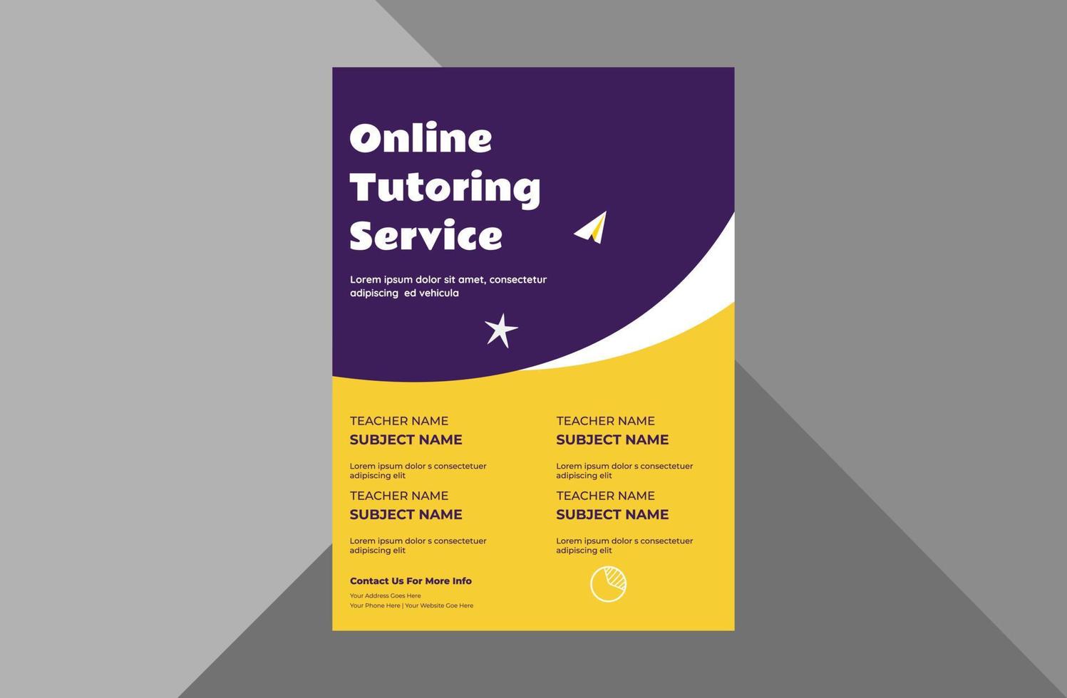 tutoring service promotion flyer design. online tutoring service poster leaflet template. a4 template, brochure design, cover, flyer, poster, print-ready vector