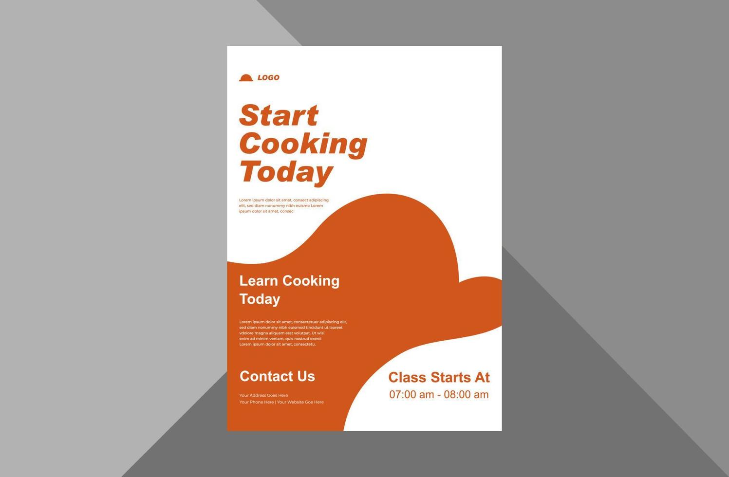 cooking class flyer design. online cooking class poster leaflet design. a4 template, brochure design, cover, flyer, poster, print-ready vector