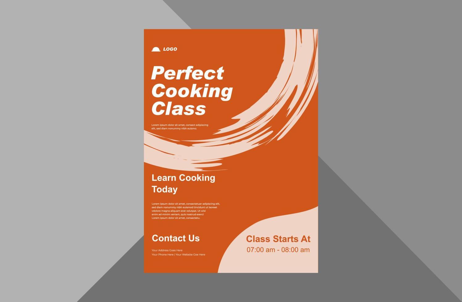 cooking class flyer design. online cooking class poster leaflet design. a4 template, brochure design, cover, flyer, poster, print-ready vector