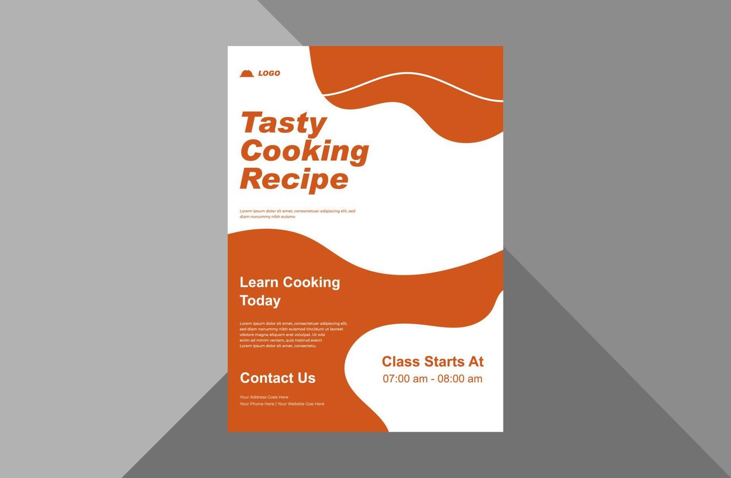 cooking class flyer design. online cooking class poster leaflet design. a4 template, brochure design, cover, flyer, poster, print-ready vector