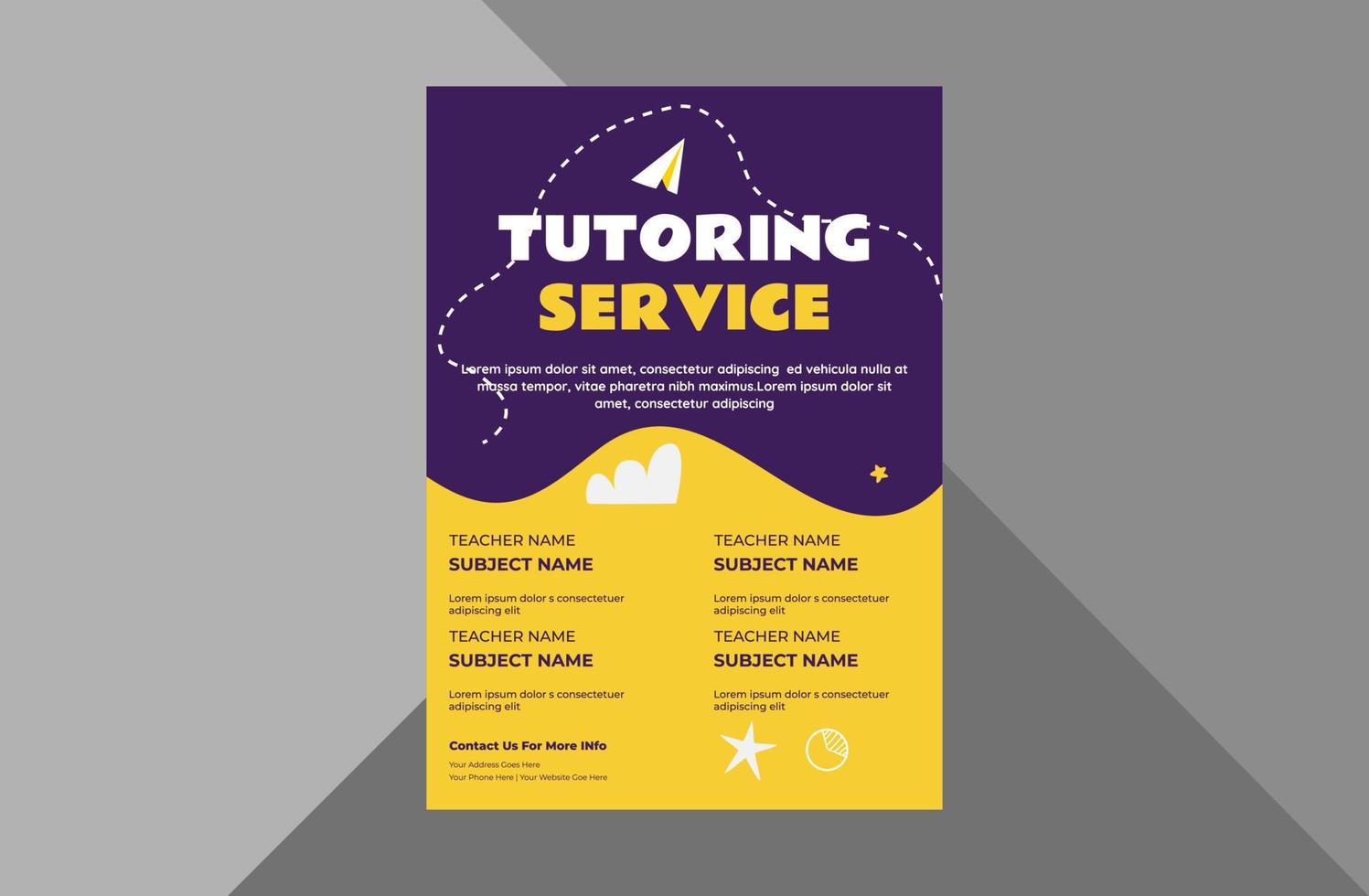 diseño de flyer de promoción de servicio de tutoría. Plantilla de folleto de cartel de servicio de tutoría en línea. plantilla a4, diseño de folleto, portada, volante, póster, listo para imprimir vector