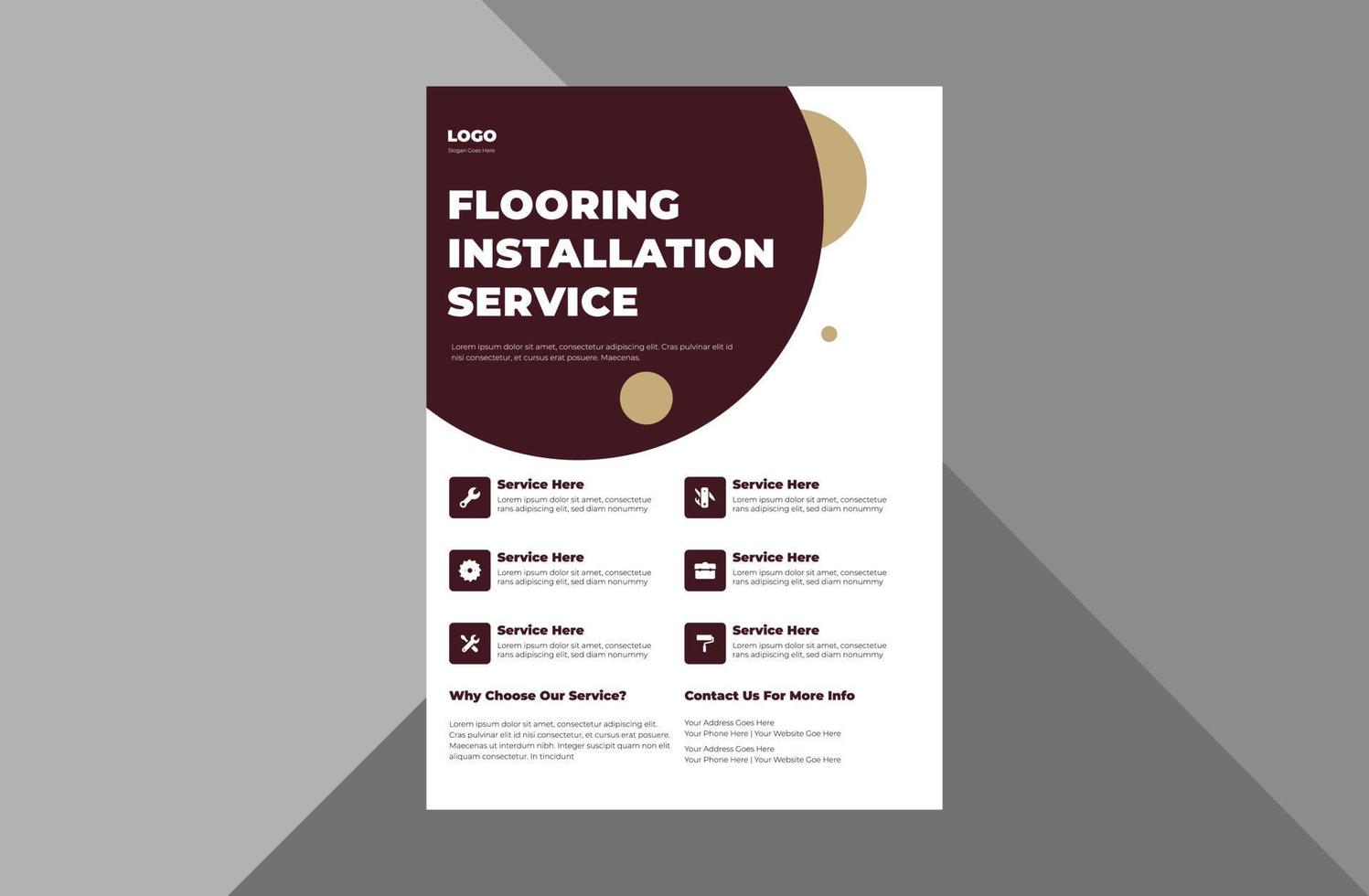 flooring and tiling company flyer design. modern contemporary poster leaflet design. a4 template, brochure design, cover, flyer, poster, print-ready vector