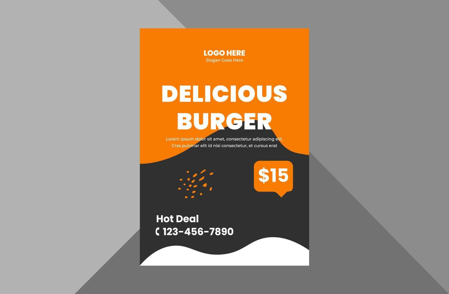 burger restaurant flyer design template. special food menu poster leaflet design template. a4 template, brochure design, cover, flyer, poster, print-ready vector