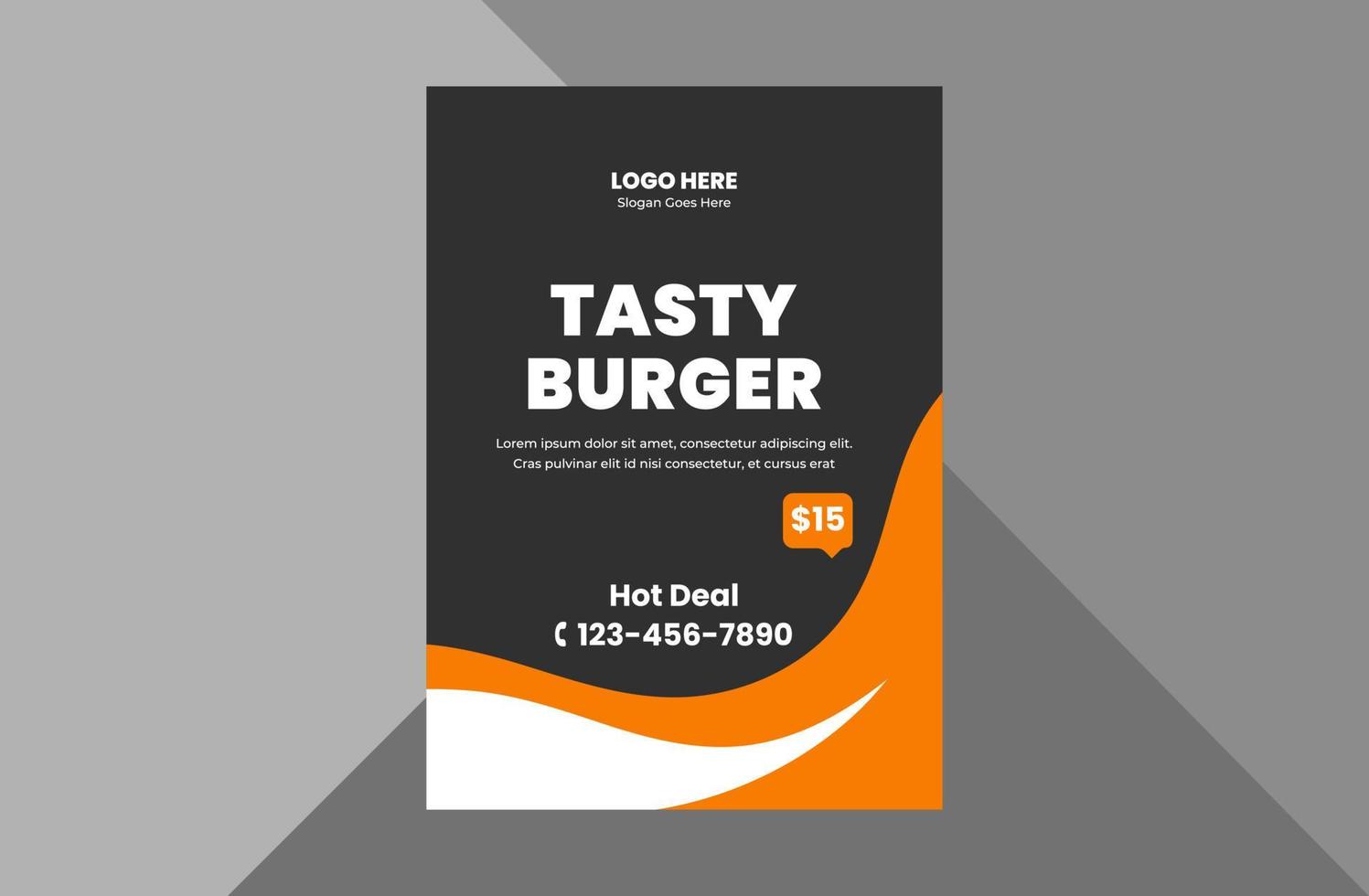 burger restaurant flyer design template. special food menu poster leaflet design template. a4 template, brochure design, cover, flyer, poster, print-ready vector