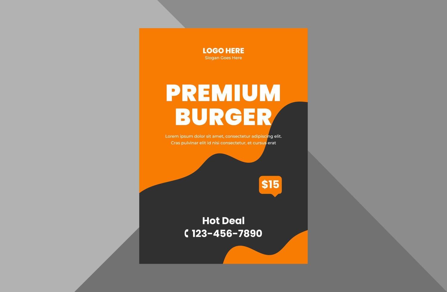 burger restaurant flyer design template. special food menu poster leaflet design template. a4 template, brochure design, cover, flyer, poster, print-ready vector