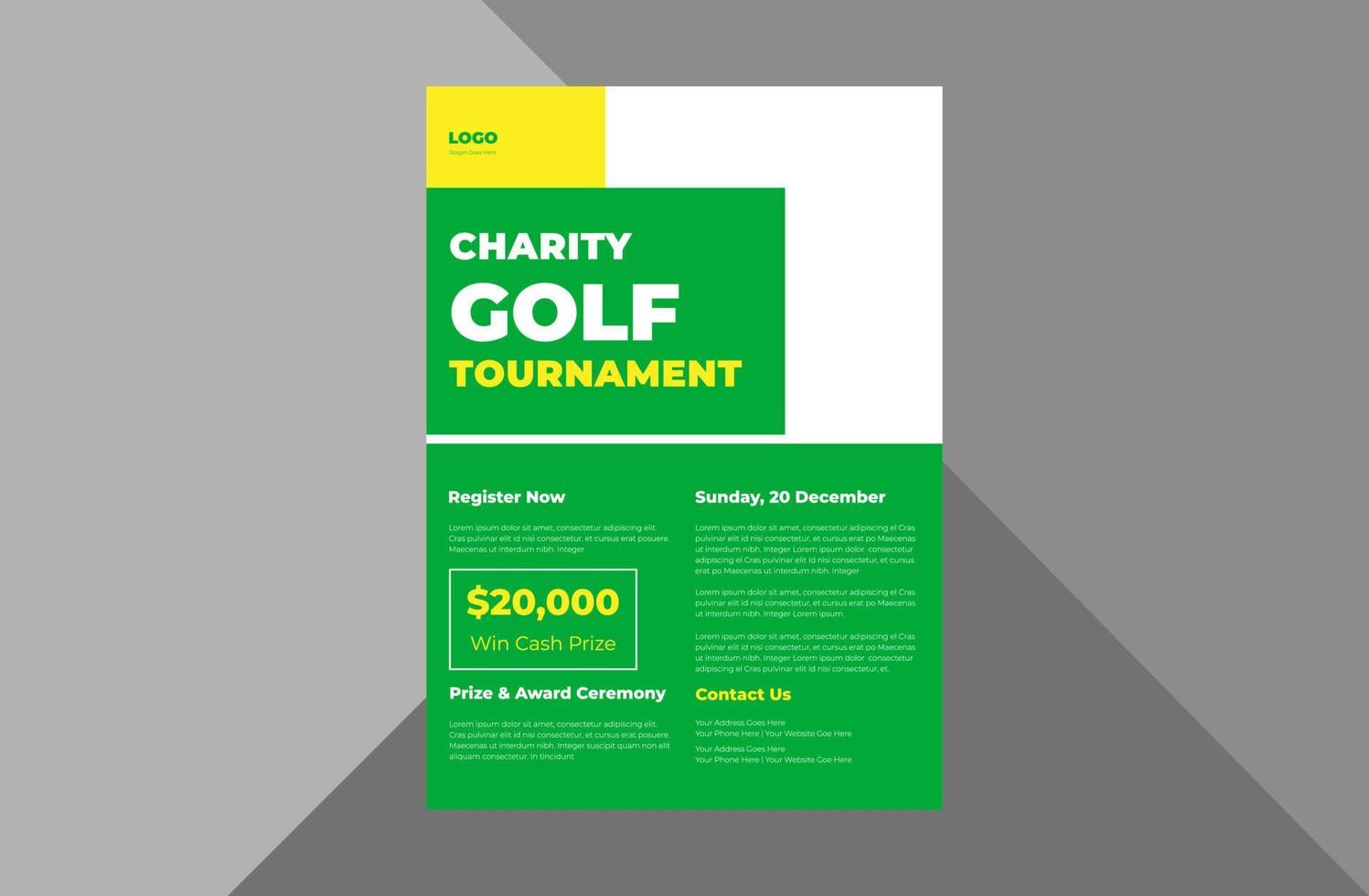 golf tournament flyer template. golf sports game time poster leaflet design. a4 template, brochure design, cover, flyer, poster, print-ready vector
