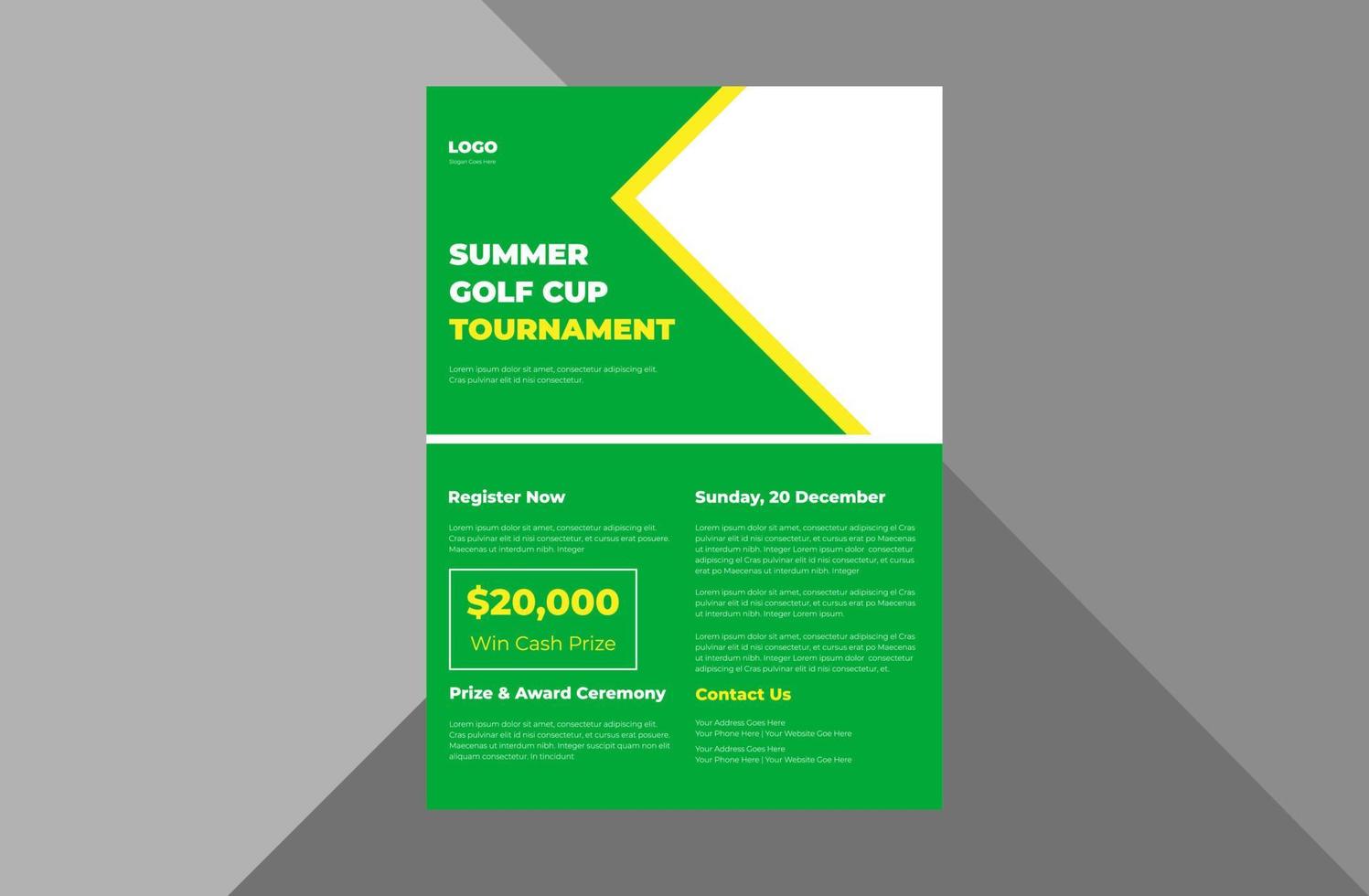 golf tournament flyer template. golf sports game time poster leaflet design. a4 template, brochure design, cover, flyer, poster, print-ready vector