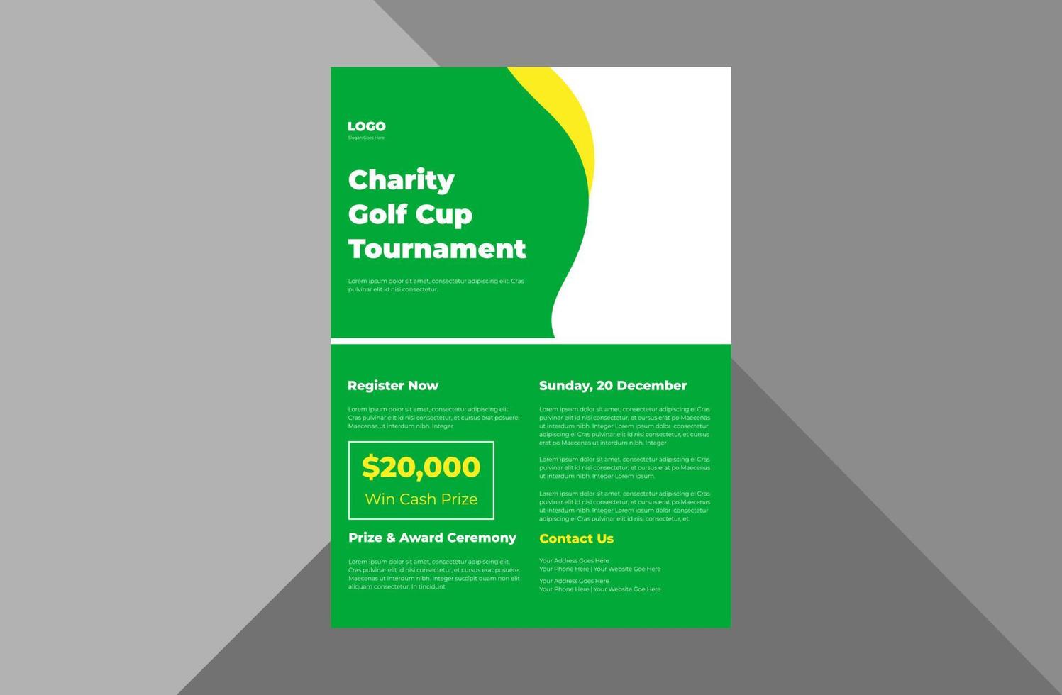 golf tournament flyer template. golf sports game time poster leaflet design. a4 template, brochure design, cover, flyer, poster, print-ready vector