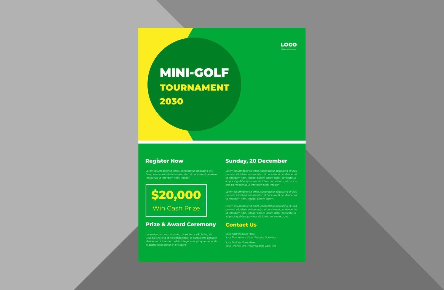 golf tournament flyer template. golf sports game time poster leaflet design. a4 template, brochure design, cover, flyer, poster, print-ready vector