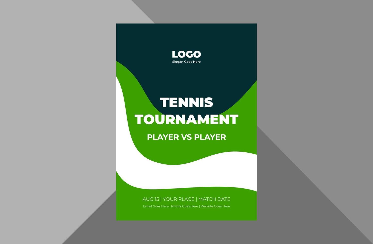 tennis tournament flyer design template. tennis game time poster leaflet design. a4 template, brochure design, cover, flyer, poster, print-ready vector